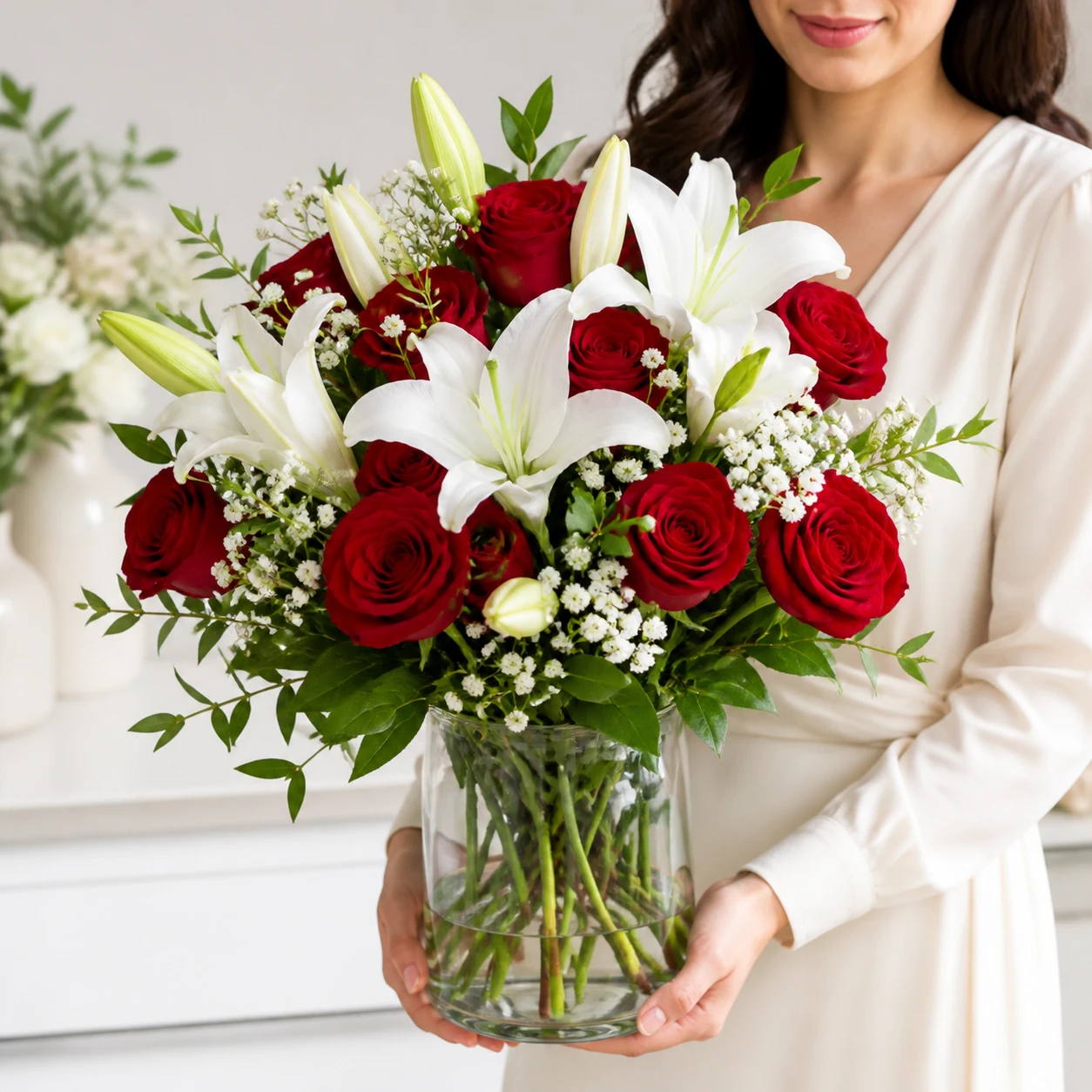 Romantik Lilyum ve Gül Aranjmanı